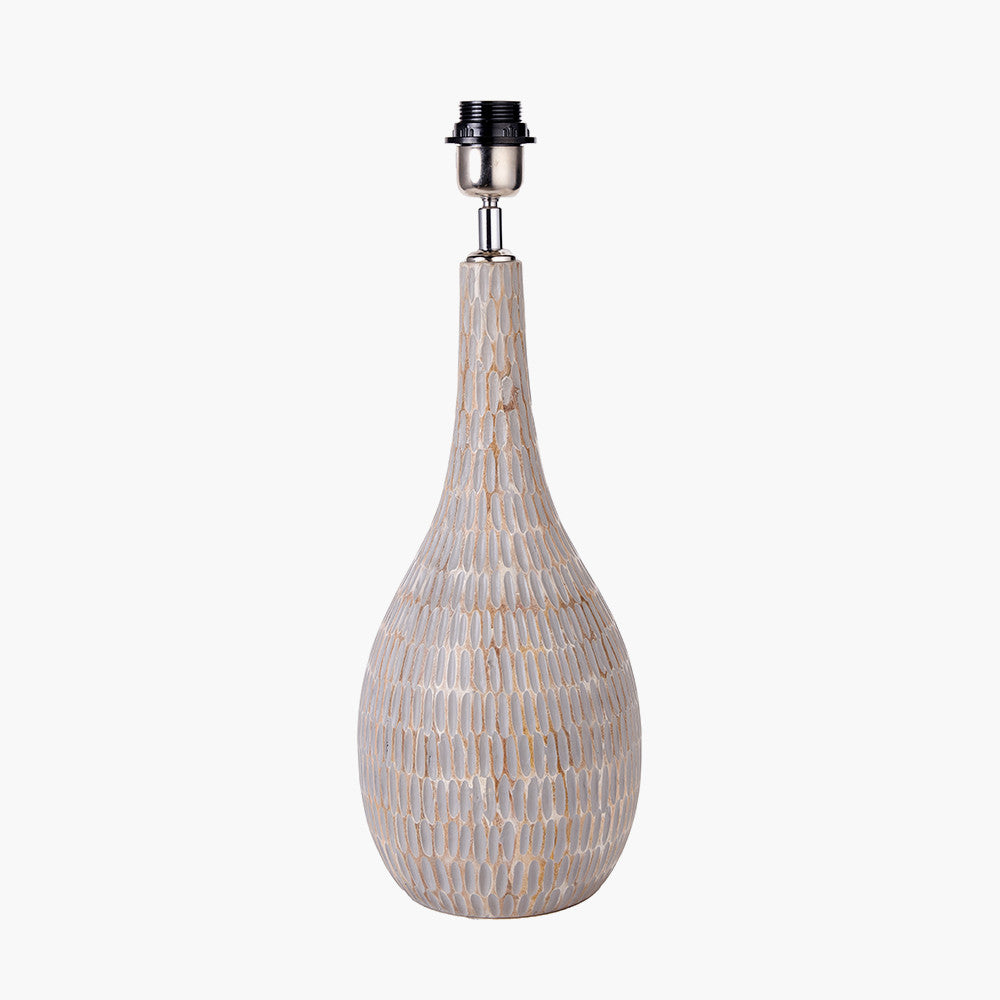 Ioan Grey Engraved Wood Bottle Table Lamp - Base Only